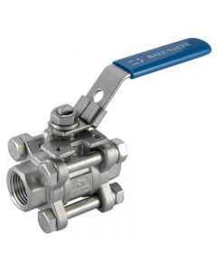 Stainless Steel Ball Valve - 3 Piece - ISO Mounting Pad -  1/4" Female - BSPP