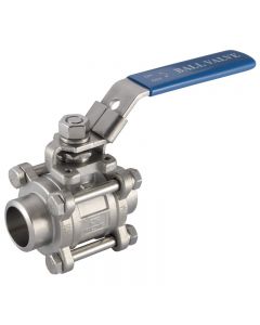 Stainless Steel Ball Valve - 3 Piece - ISO Top Mounting - Butt Weld - 3/8" Female
