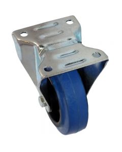 100mm - Blue Tyre - Fixed Plate Castor